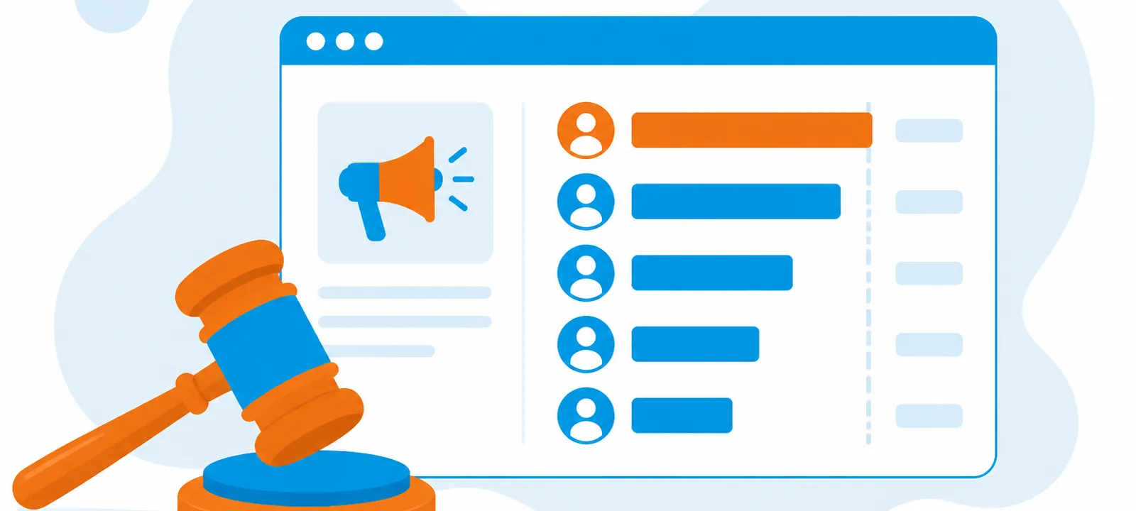 Auction gavel beside competitor ranking bars in an auction-insights panel