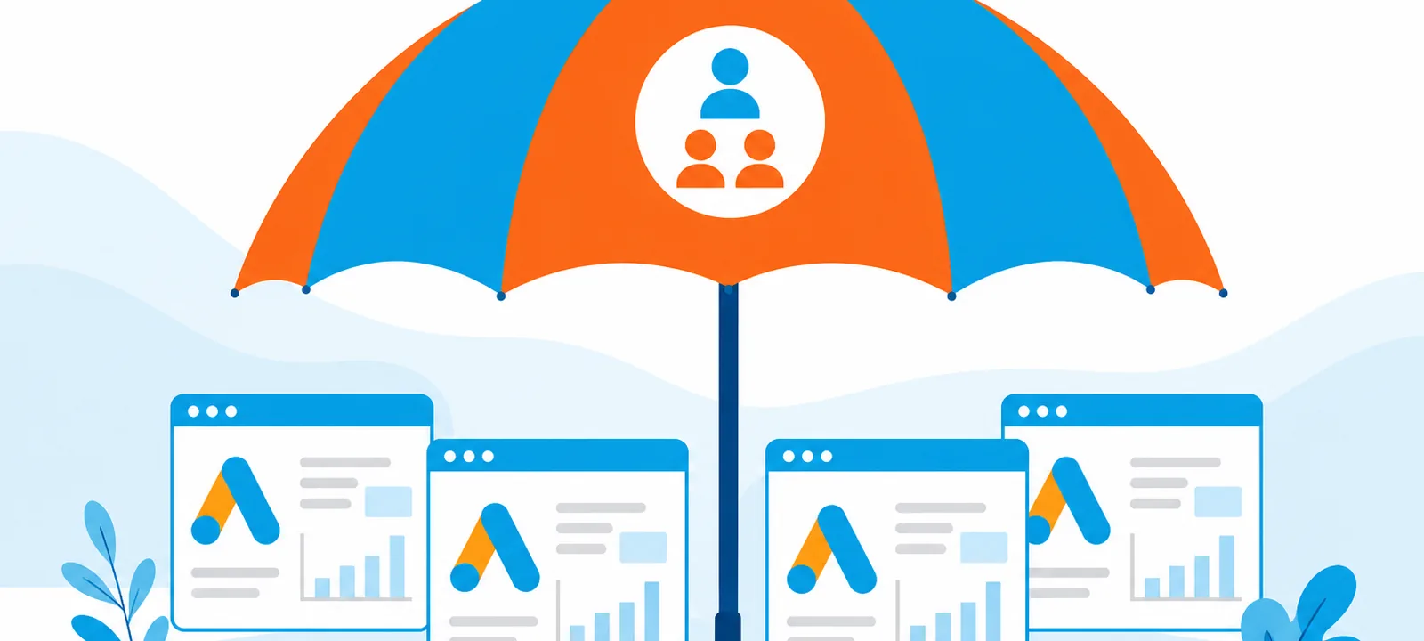 Large umbrella MCC account covering multiple smaller ads account windows