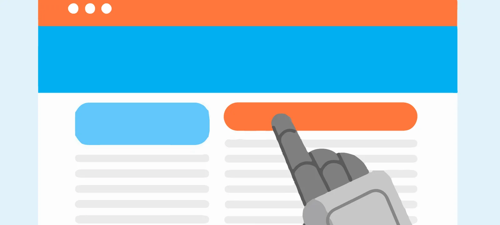Browser-like panel with alert dots and a navy cursor pointer accent (cover #69).
