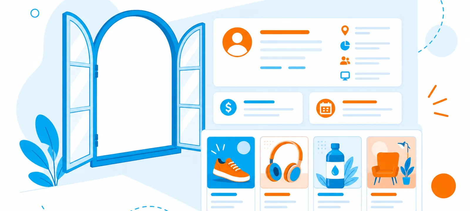 Transparency window revealing advertiser info cards and ad thumbnails